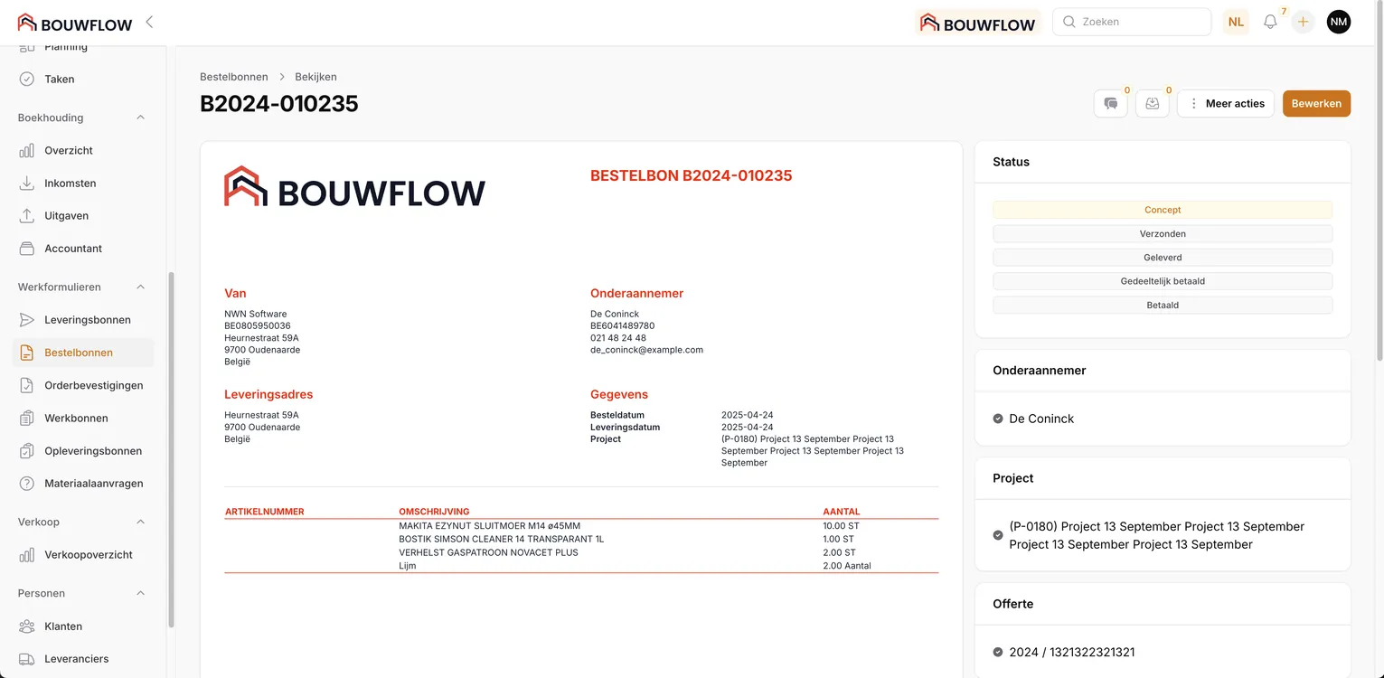 Logiciel de bons de commande