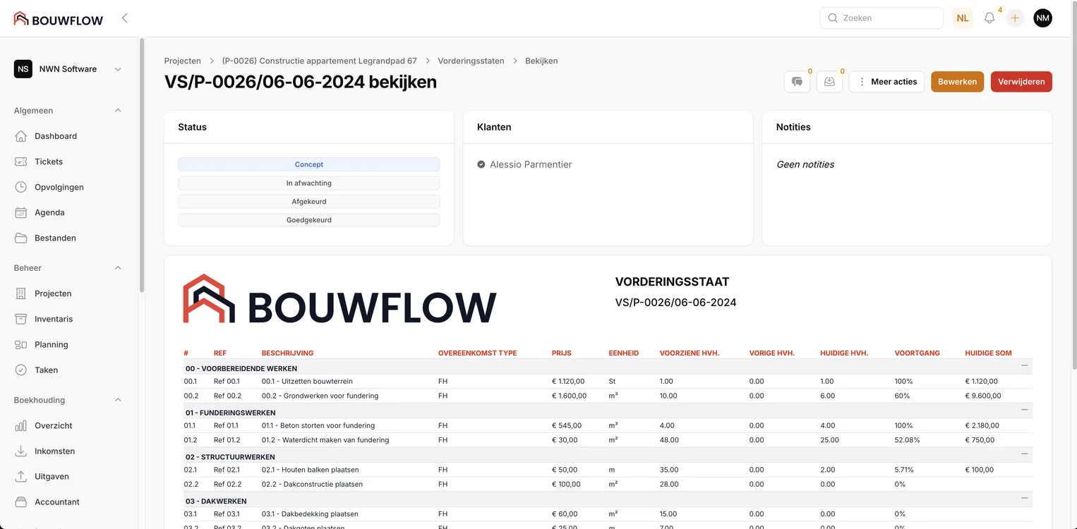 États d'avancement software entrepreneurs généraux